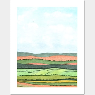 Orange and Green Landscape Posters and Art